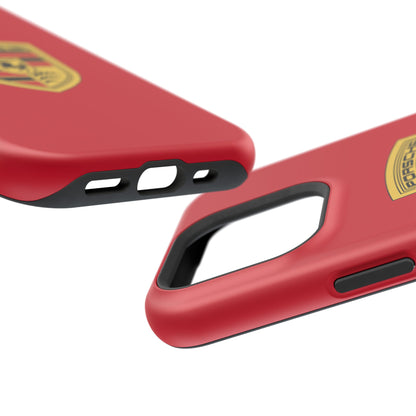 iPhone MagSafe Tough Case - Porsche Crest - Dark Red Gloss/Matte - iPhone 14-16 Pro Max