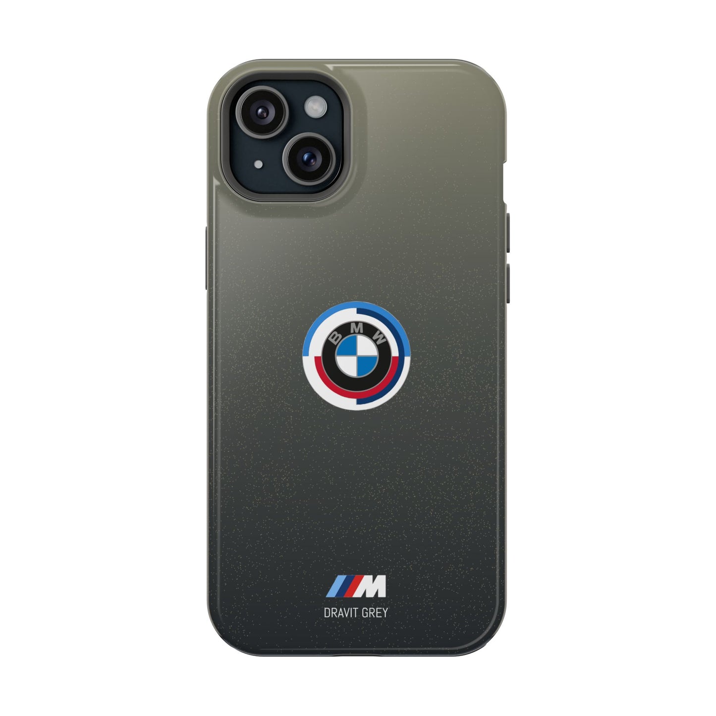 BMW G8X Dravit Grey With Gold Flecks iPhone MagSafe Tough Case - 50 Jahre Logo and M Piping