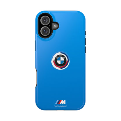 BMW G8X Daytona Blue iPhone MagSafe Tough Case - 50 Jahre Logo and M Piping