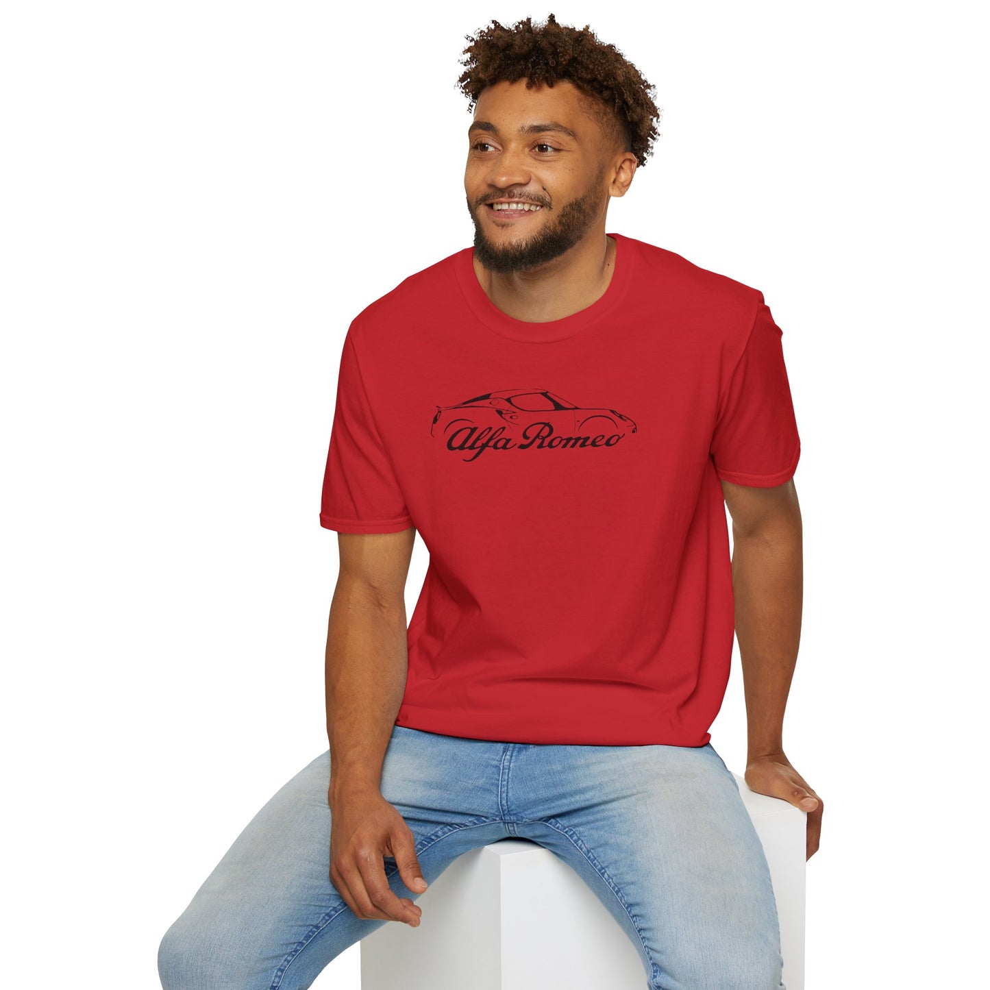 Alfa Romeo 4C Silhouette T-Shirt - Unisex Softstyle by Gildan - 100% Cotton Comfort - Casual & Stylish - Perfect for 4C Owners