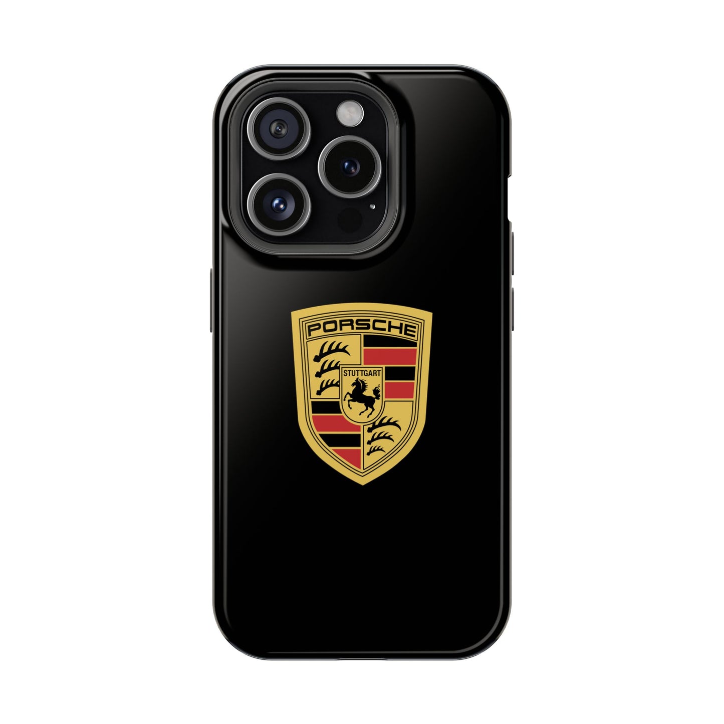 Porsche Crest iPhone MagSafe Elegance Case - iPhone 13 through 16 Pro Max - Black Gloss or Matte