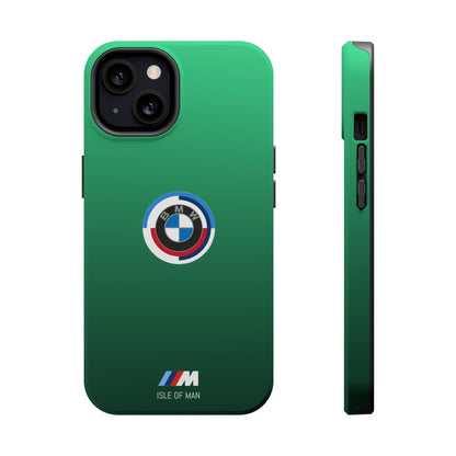 BMW G8X Isle of Man Green iPhone MagSafe Tough Case - 50 Jahre Logo and M Piping