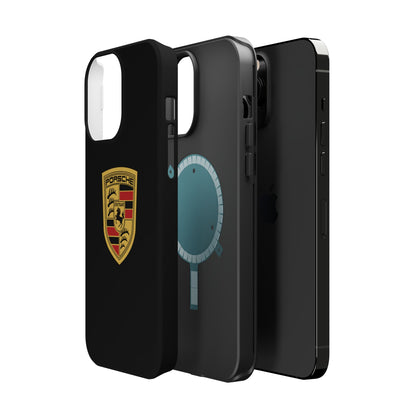 Porsche Crest iPhone MagSafe Elegance Case - iPhone 13 through 16 Pro Max - Black Gloss or Matte