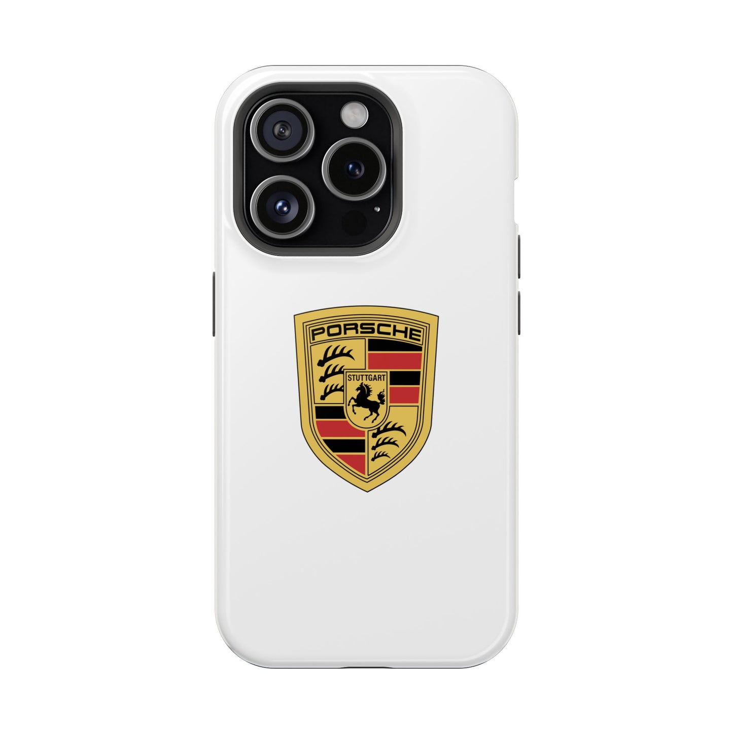 iPhone MagSafe Tough Case - Porsche Crest - White Gloss/Matte - iPhone 14-16 Pro Max