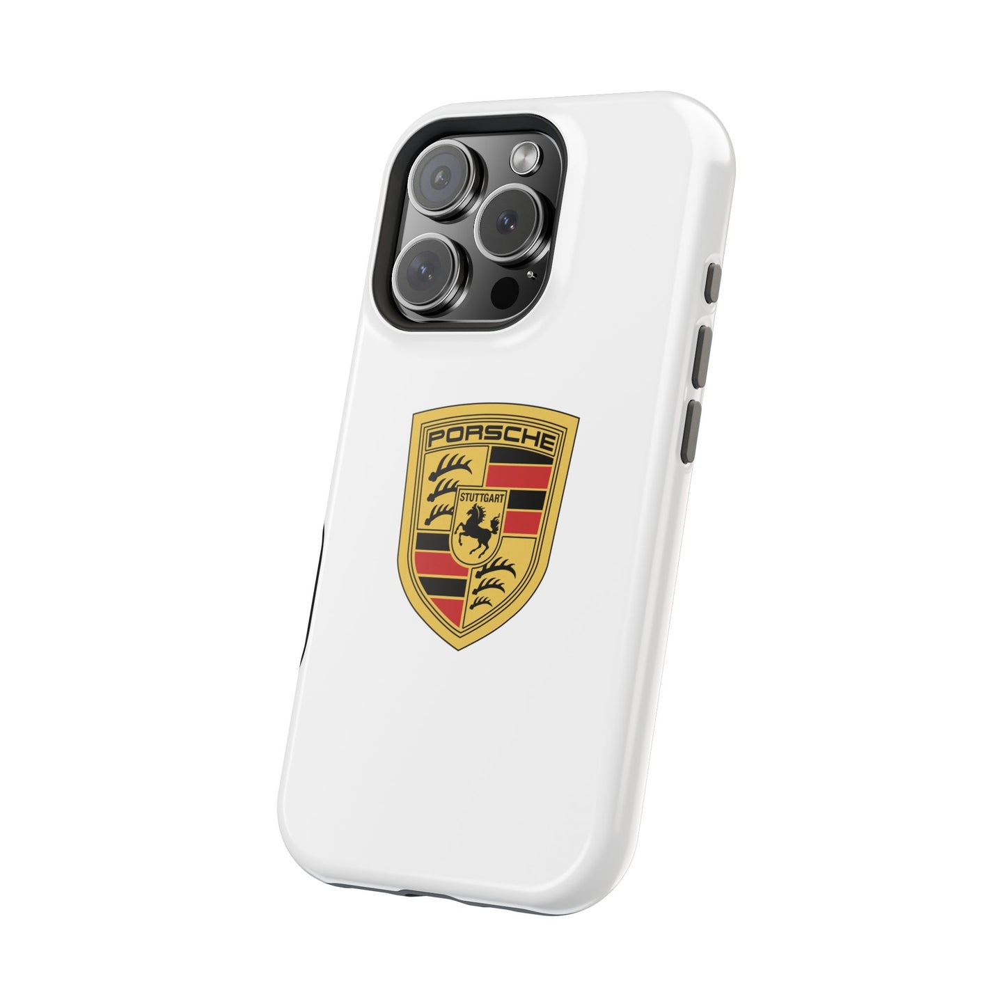 iPhone MagSafe Tough Case - Porsche Crest - White Gloss/Matte - iPhone 14-16 Pro Max