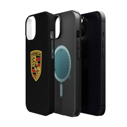 Porsche Crest iPhone MagSafe Elegance Case - iPhone 13 through 16 Pro Max - Black Gloss or Matte