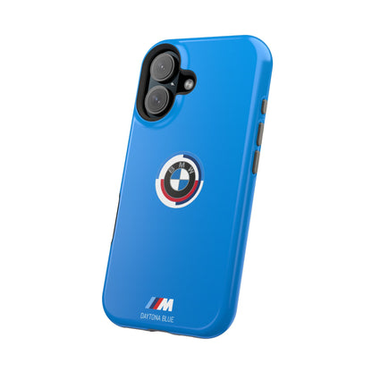 BMW G8X Daytona Blue iPhone MagSafe Tough Case - 50 Jahre Logo and M Piping