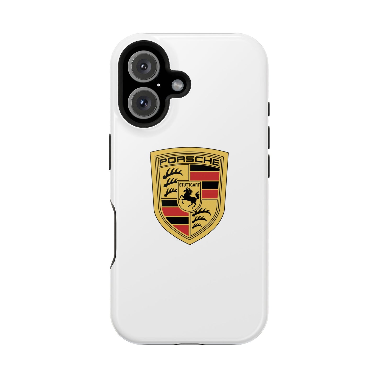 iPhone MagSafe Tough Case - Porsche Crest - White Gloss/Matte - iPhone 14-16 Pro Max