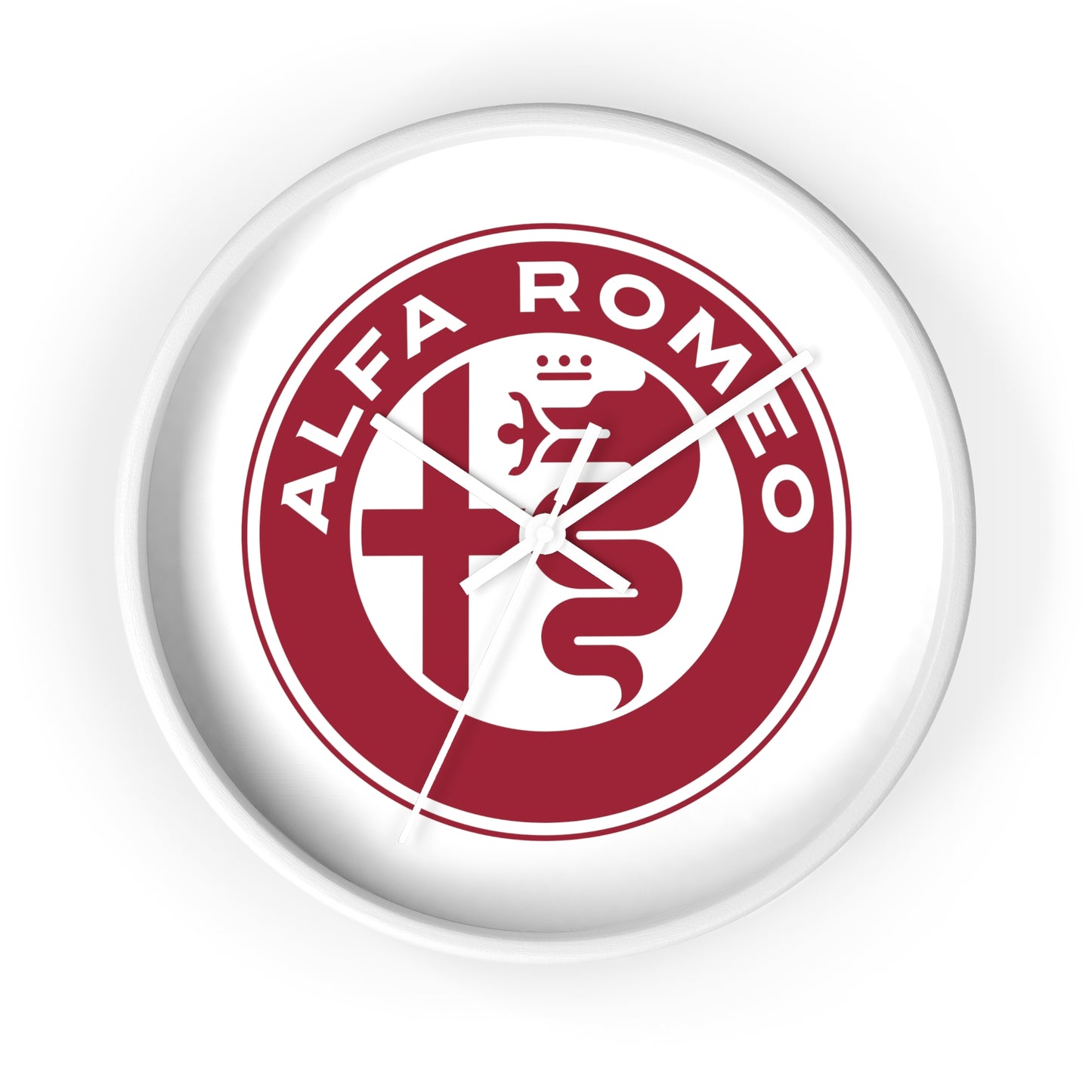 Alfa Romeo New Emblem Design in Rosso Wall Clock - Black and White Frames, Vibrant Design