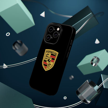 Porsche Crest iPhone MagSafe Elegance Case - iPhone 13 through 16 Pro Max - Black Gloss or Matte