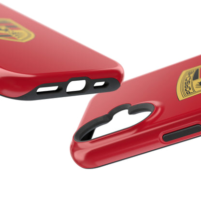 iPhone MagSafe Tough Case - Porsche Crest - Dark Red Gloss/Matte - iPhone 14-16 Pro Max