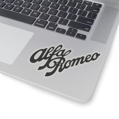 1930s Alfa Romeo Logo Script Kiss-Cut Stickers in Black - Transparent or White Background - 4 Sizes