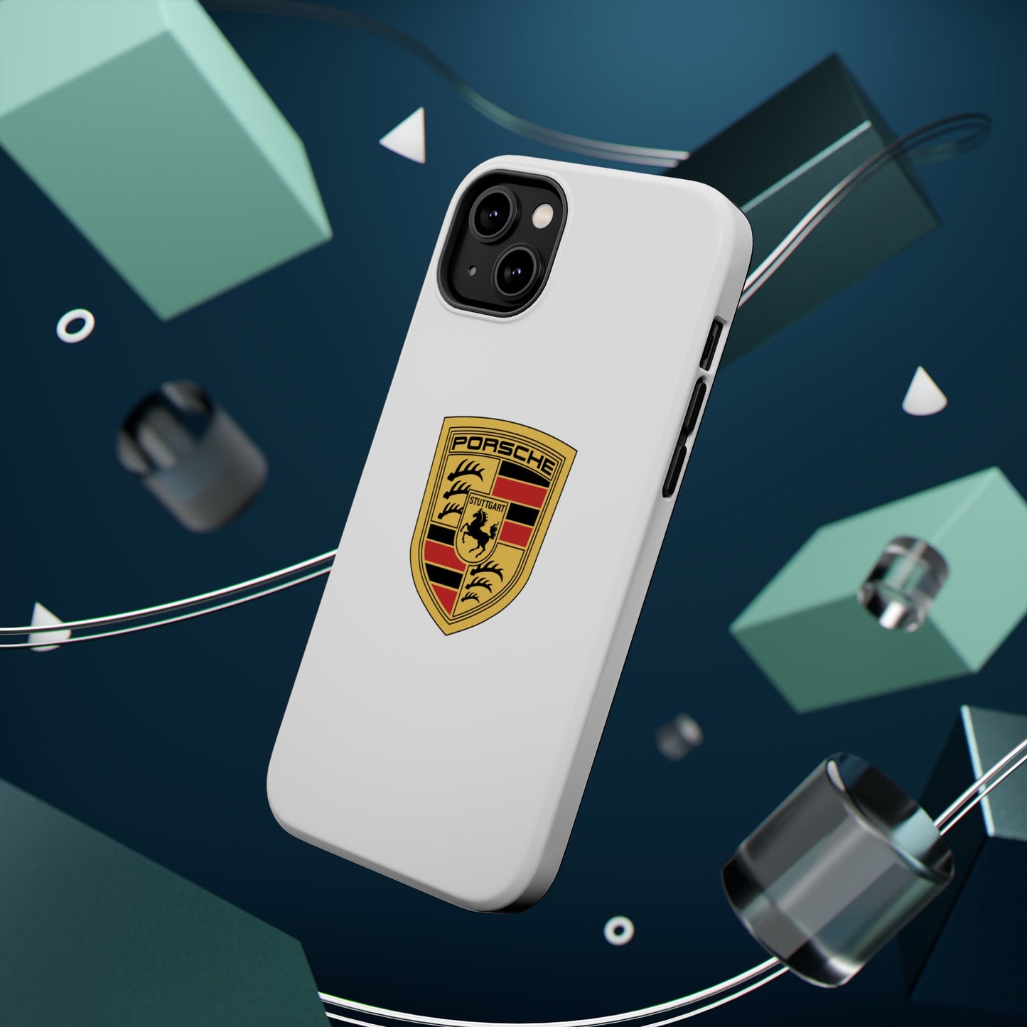 iPhone MagSafe Tough Case - Porsche Crest - White Gloss/Matte - iPhone 14-16 Pro Max