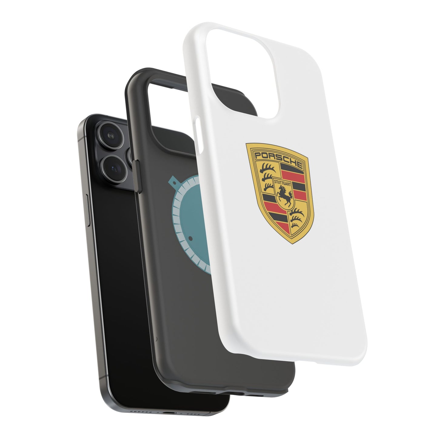 iPhone MagSafe Tough Case - Porsche Crest - White Gloss/Matte - iPhone 14-16 Pro Max