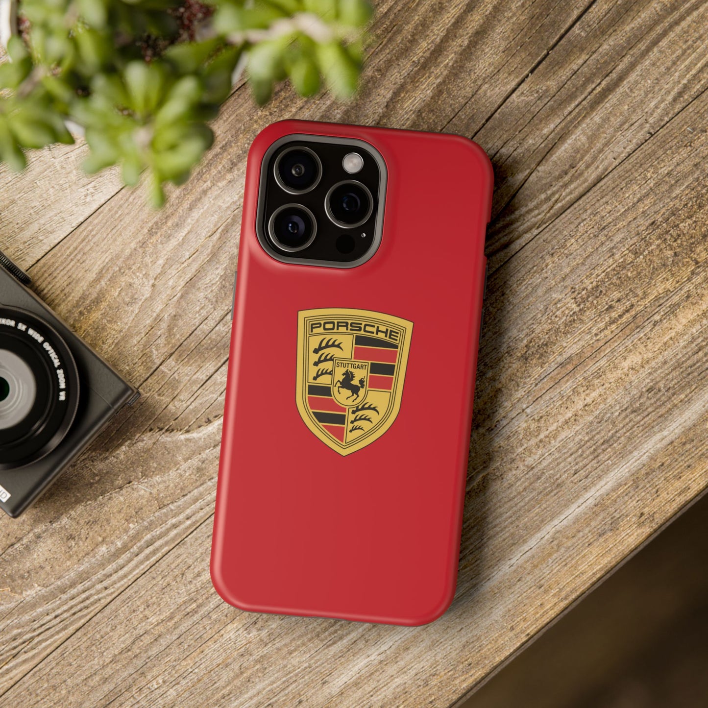 iPhone MagSafe Tough Case - Porsche Crest - Dark Red Gloss/Matte - iPhone 14-16 Pro Max