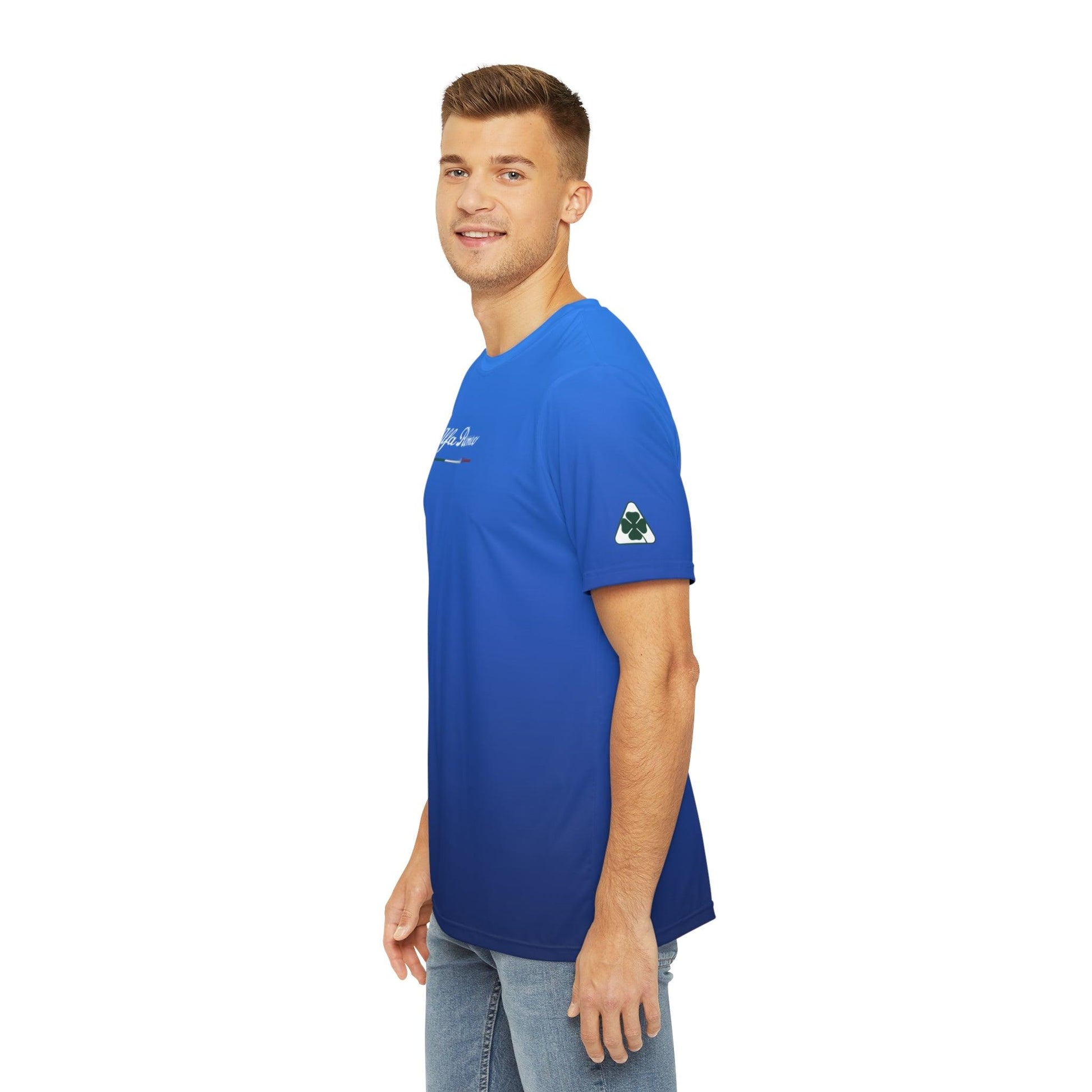 Alfa Romeo Men's Performance Tee - Misano Blue, Moisture-Wicking Fabric, Made in USA - Quadrifoglio Style - AI Print Spot