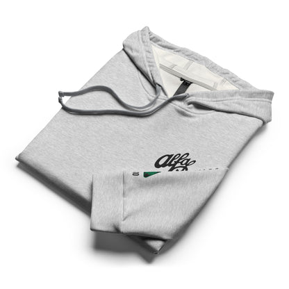 Adidas Fleece Hoodie with Classic Alfa Romeo Script & Quadrifoglio Emblem Embroidered in Black - AI Print Spot