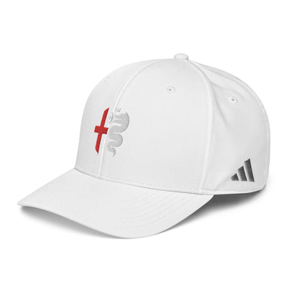 adidas® Alfa Romeo Performance Cap - Biscione Snake & Cross in Rosso & White, Quadrifoglio Verde 1910 Rear - 6 Colors