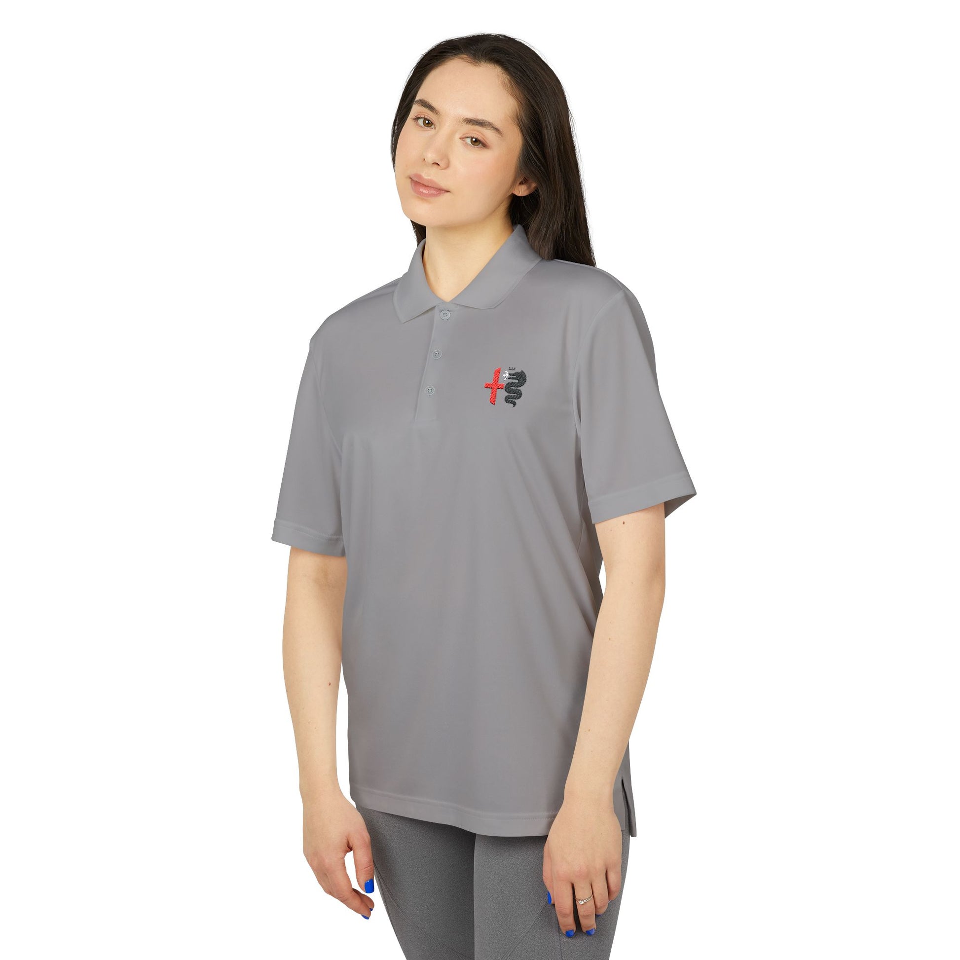 adidas Unisex Performance Polo – Alfa Romeo Biscione Snake & Cross in Red and Black Design - AI Print Spot