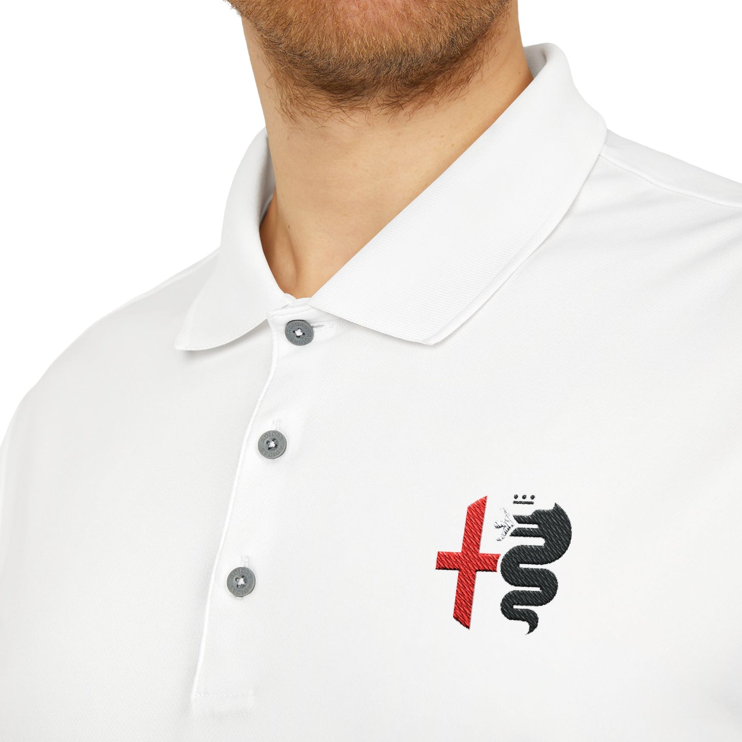 adidas Unisex Performance Polo – Alfa Romeo Biscione Snake & Cross in Red and Black Design - AI Print Spot