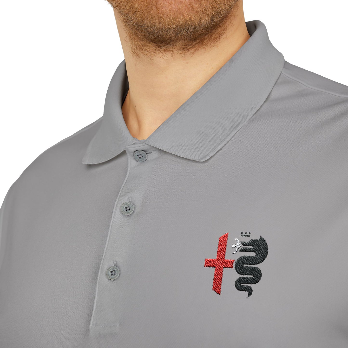 adidas Unisex Performance Polo – Alfa Romeo Biscione Snake & Cross in Red and Black Design - AI Print Spot