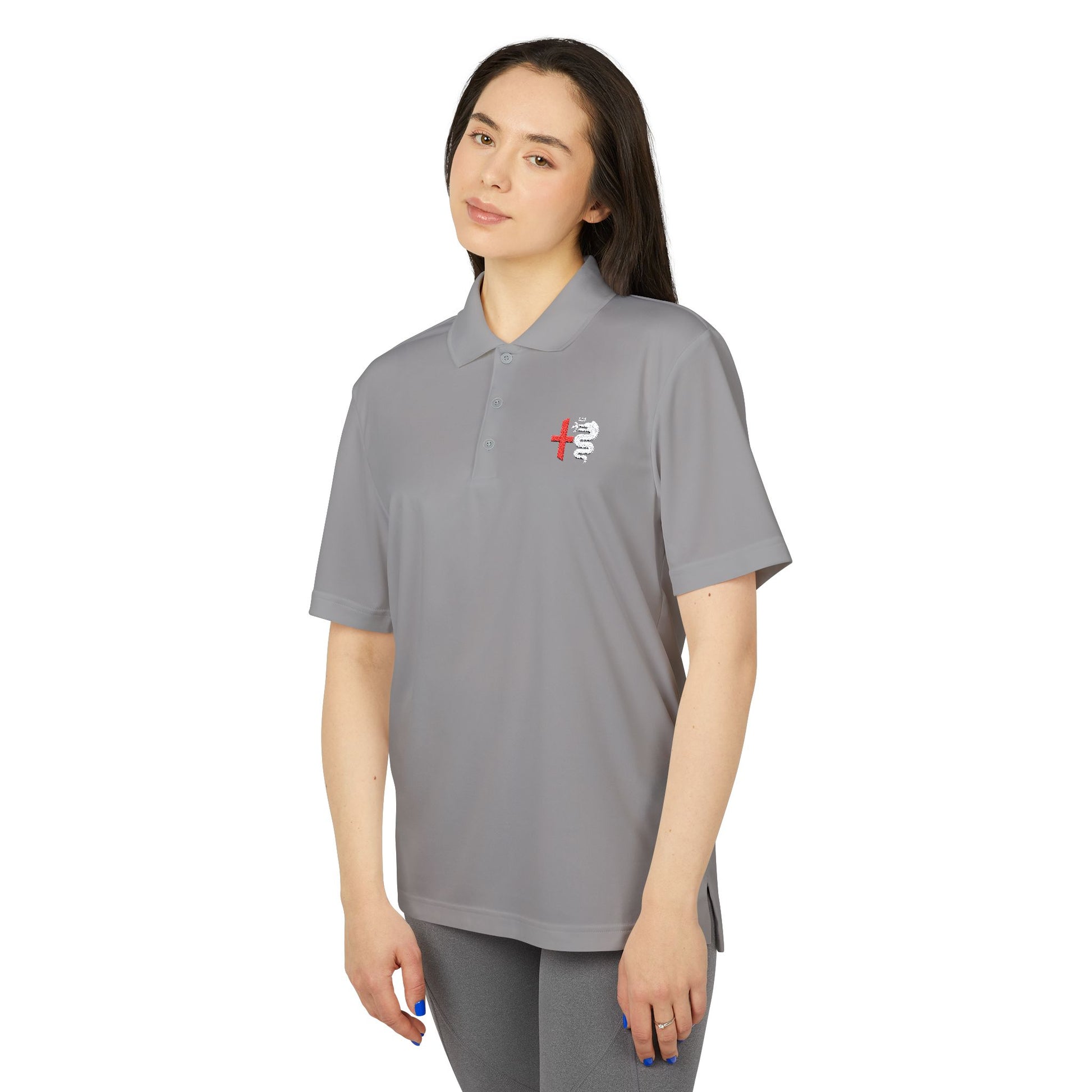 adidas Unisex Performance Polo – Alfa Romeo Biscione Snake & Cross in Red & White Design - AI Print Spot