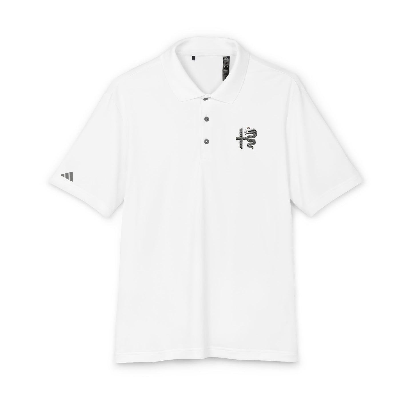 adidas Unisex Performance Polo with Alfa Romeo Biscione Snake & Cross Embroidery – Sporty & Stylish - White & Gray - AI Print Spot