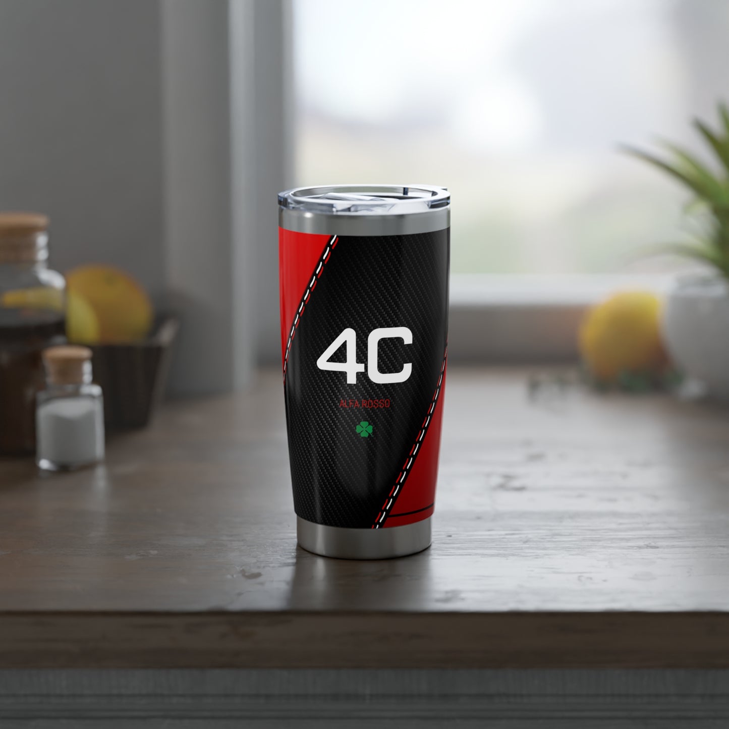 Alfa Romeo 4C Exclusive Vagabond 20oz Tumbler - Alfa Rosso Gloss + Carbon Fiber Finish - AI Print Spot