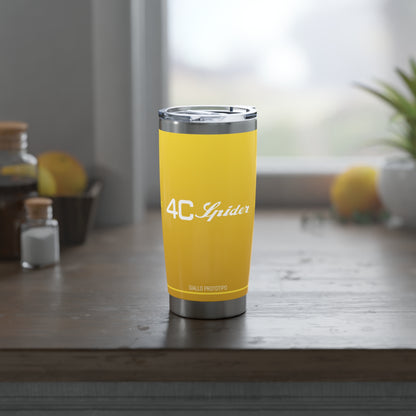 Alfa Romeo 4C Spider Tumbler - 20oz Insulated Travel Mug, Giallo Prototipo - Ideal for Racing Enthusiasts - AI Print Spot