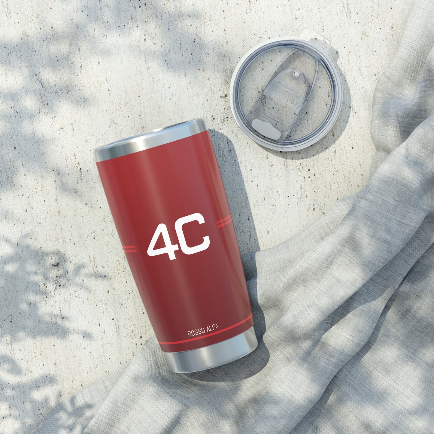 Alfa Romeo 4C Tumbler - 20oz Insulated Travel Mug, Rosso Alfa - Ideal for Racing Enthusiasts - AI Print Spot