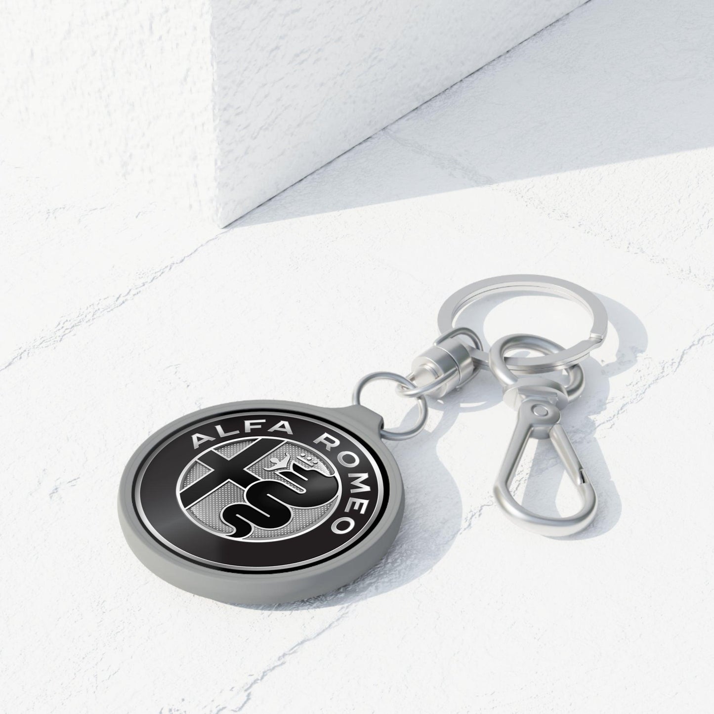 Alfa Romeo Custom Keyring - Acrylic & TPU with Alfa GTAm Monochrome Badge - AI Print Spot