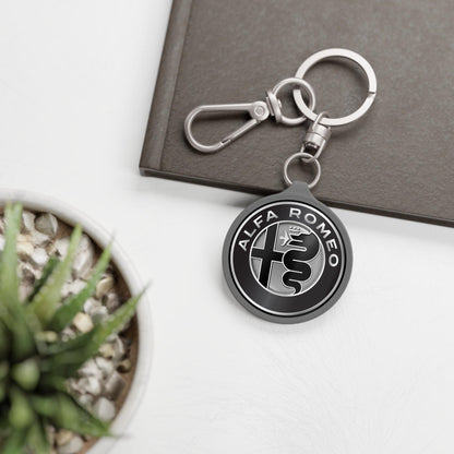 Alfa Romeo Custom Keyring - Acrylic & TPU with Alfa GTAm Monochrome Badge - AI Print Spot