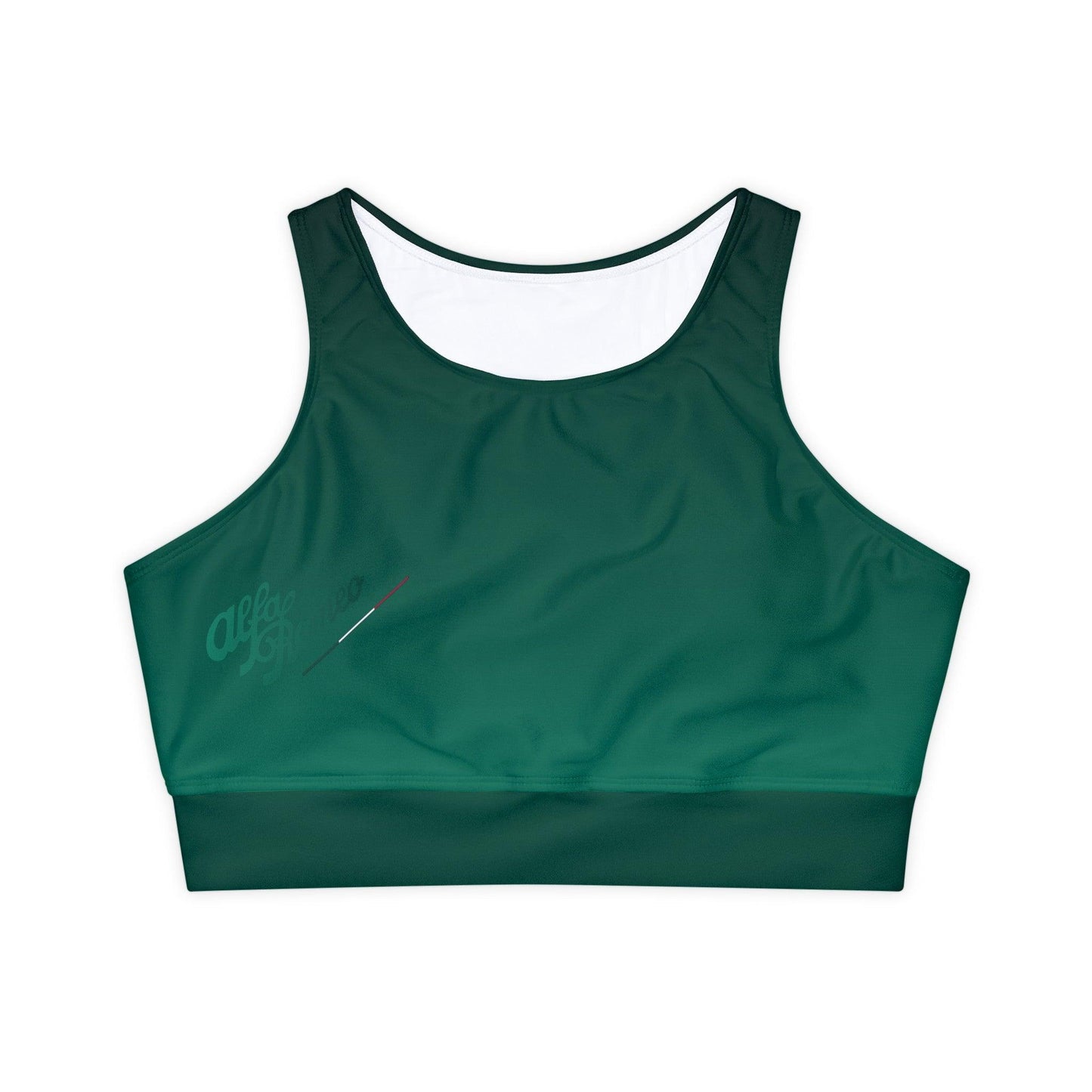 Alfa Romeo High-Neck Sports Bra in Verde Montreal - Racerback, Removable Cups - AI Print Spot