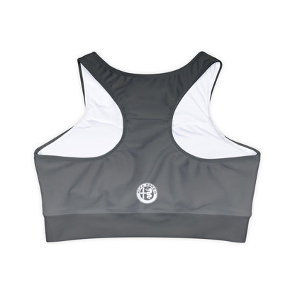 Alfa Romeo High-Neck Sports Bra in Vesuvio Gray - Racerback, Removable Cups - AI Print Spot