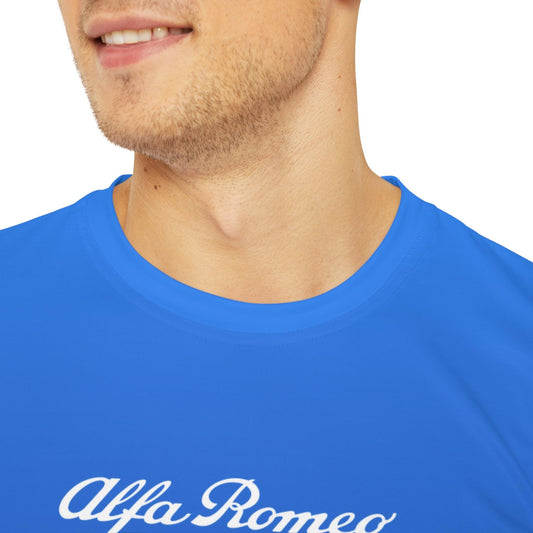 Alfa Romeo Men's Performance Tee - Misano Blue, Moisture-Wicking Fabric, Made in USA - Quadrifoglio Style - AI Print Spot