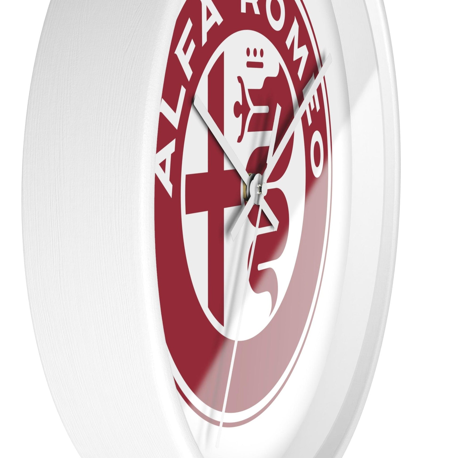 Alfa Romeo New Emblem Design in Rosso Wall Clock - Black and White Frames, Vibrant Design - AI Print Spot