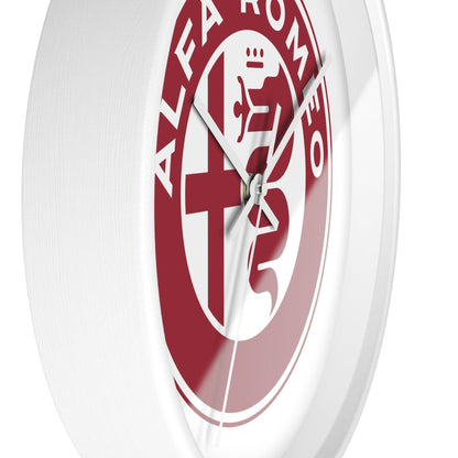 Alfa Romeo New Emblem Design in Rosso Wall Clock - Black and White Frames, Vibrant Design - AI Print Spot