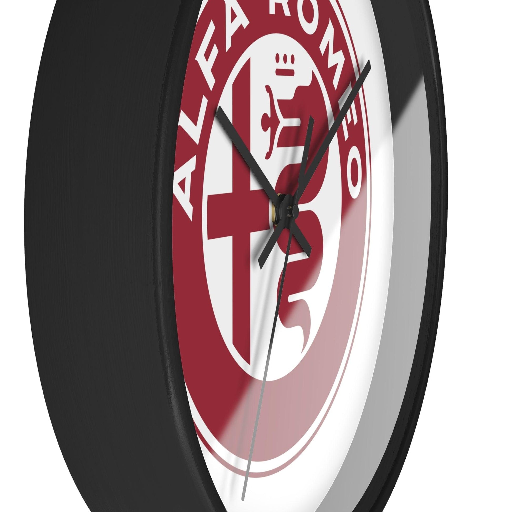 Alfa Romeo New Emblem Design in Rosso Wall Clock - Black and White Frames, Vibrant Design - AI Print Spot