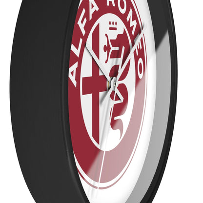 Alfa Romeo New Emblem Design in Rosso Wall Clock - Black and White Frames, Vibrant Design - AI Print Spot