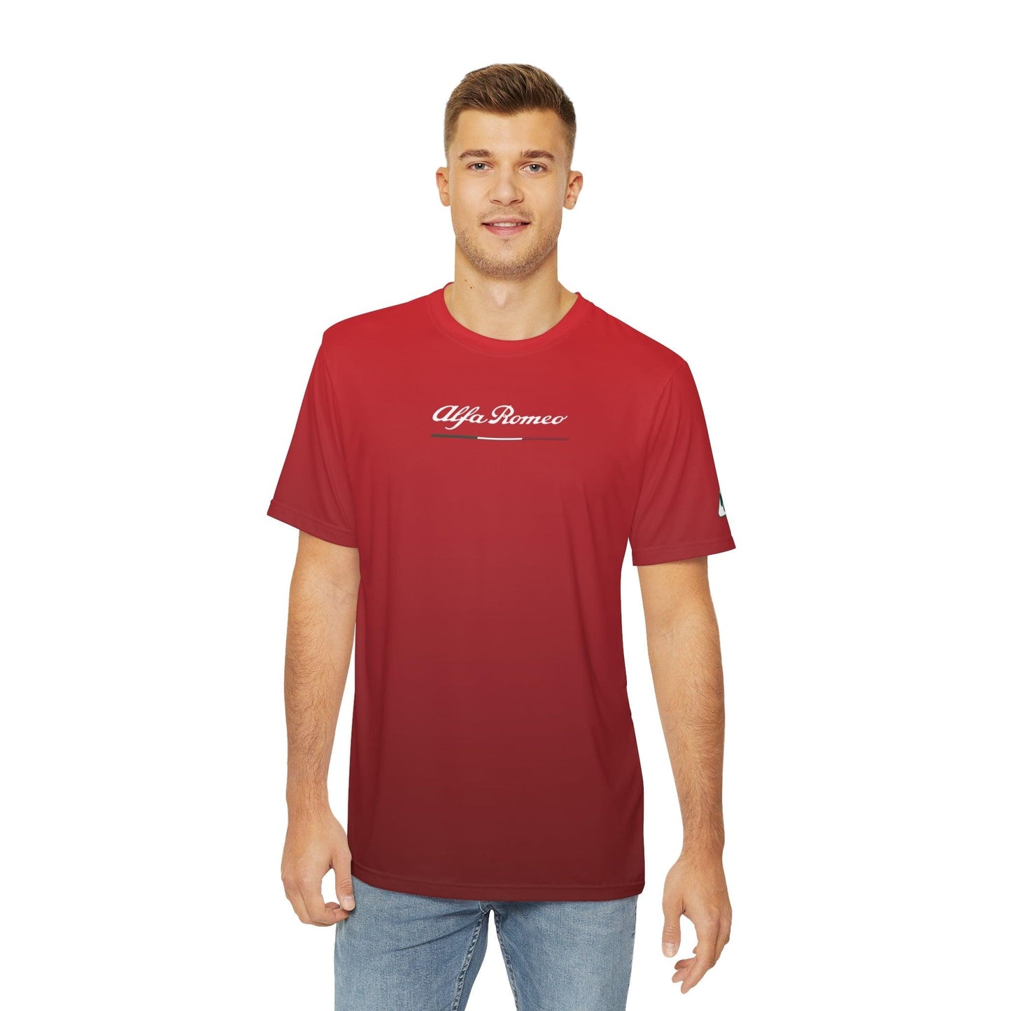 Alfa Romeo Performance Tee for Alfa Romeo Enthusiasts - Quadrifoglio Style in Rosso Etna Red - AI Print Spot