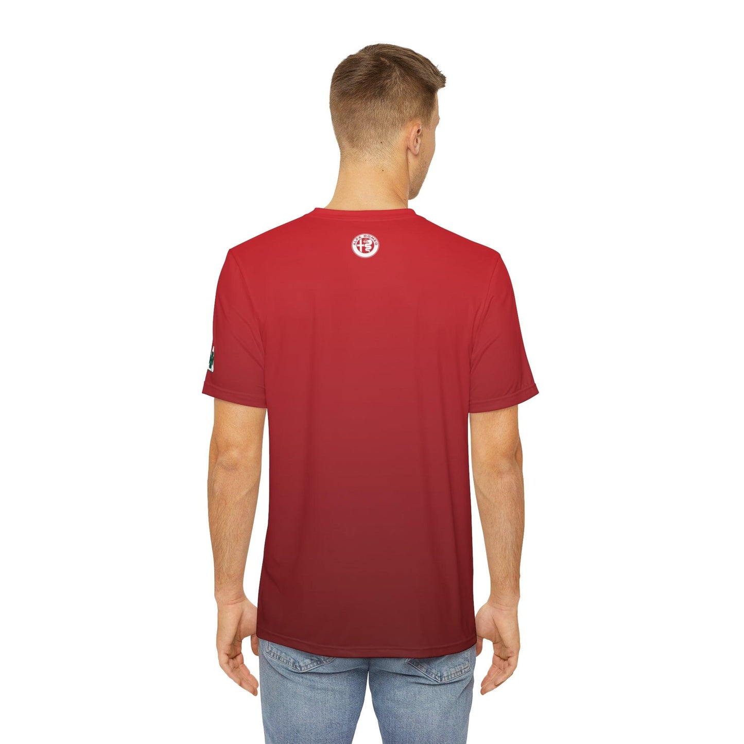 Alfa Romeo Performance Tee for Alfa Romeo Enthusiasts - Quadrifoglio Style in Rosso Etna Red - AI Print Spot