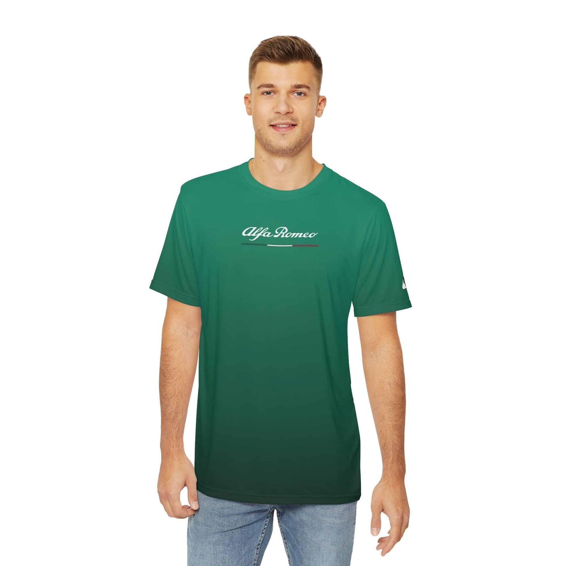 Alfa Romeo Performance Tee for Alfa Romeo Enthusiasts - Quadrifoglio Style in Verde Montreal Green - AI Print Spot