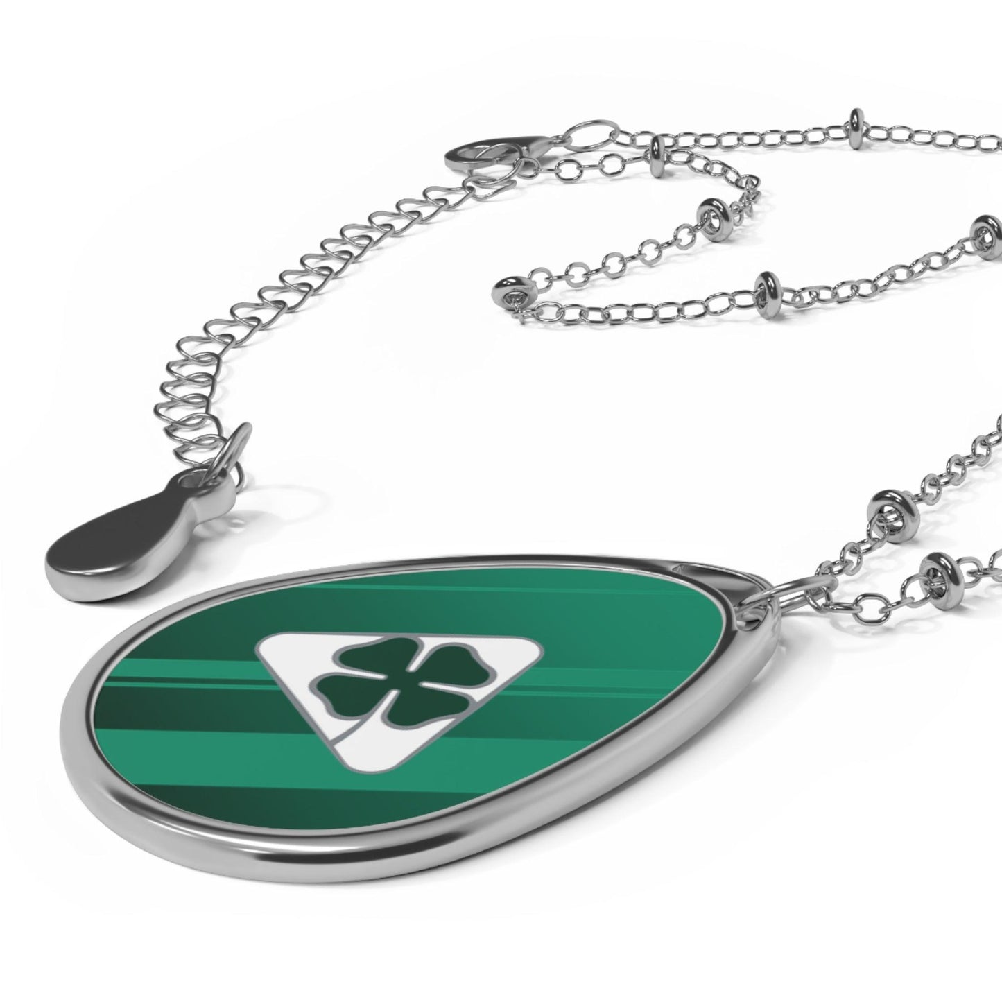 Alfa Romeo Quadrifoglio Zinc Alloy Necklace - Custom Ellipse Pendant, Verde Montreal - AI Print Spot