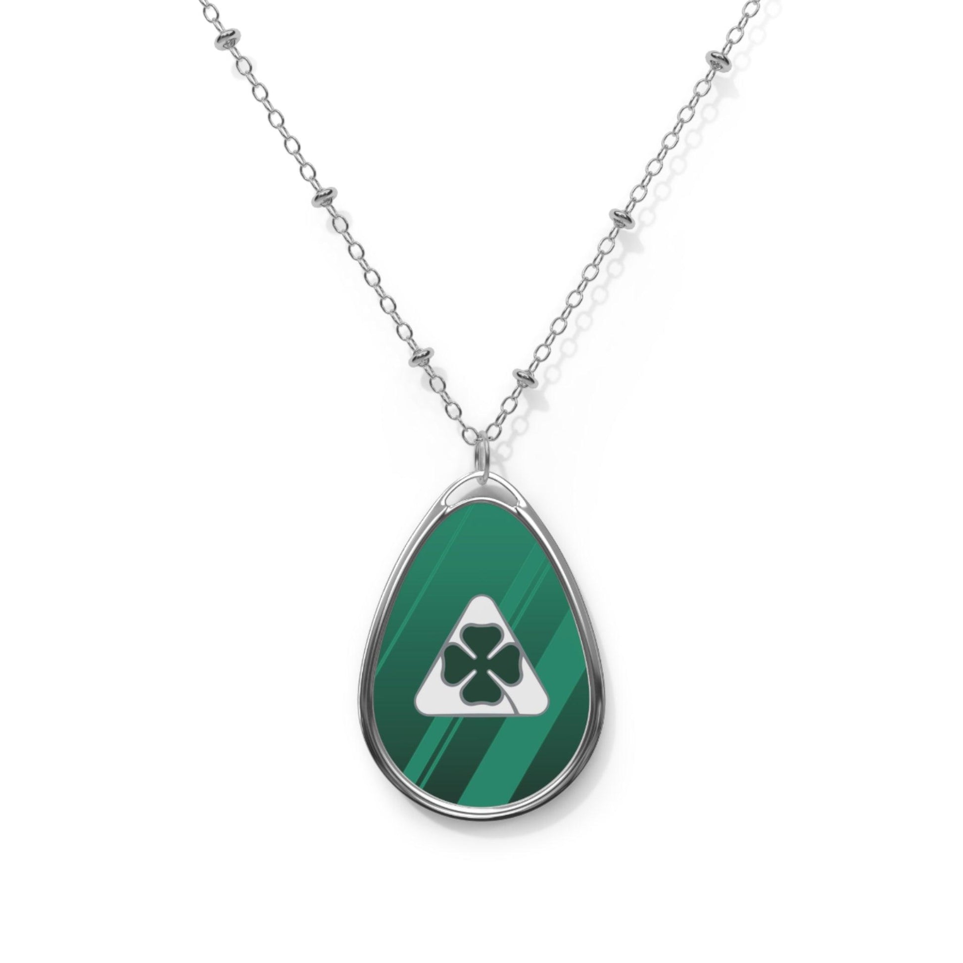 Alfa Romeo Quadrifoglio Zinc Alloy Necklace - Custom Ellipse Pendant, Verde Montreal - AI Print Spot