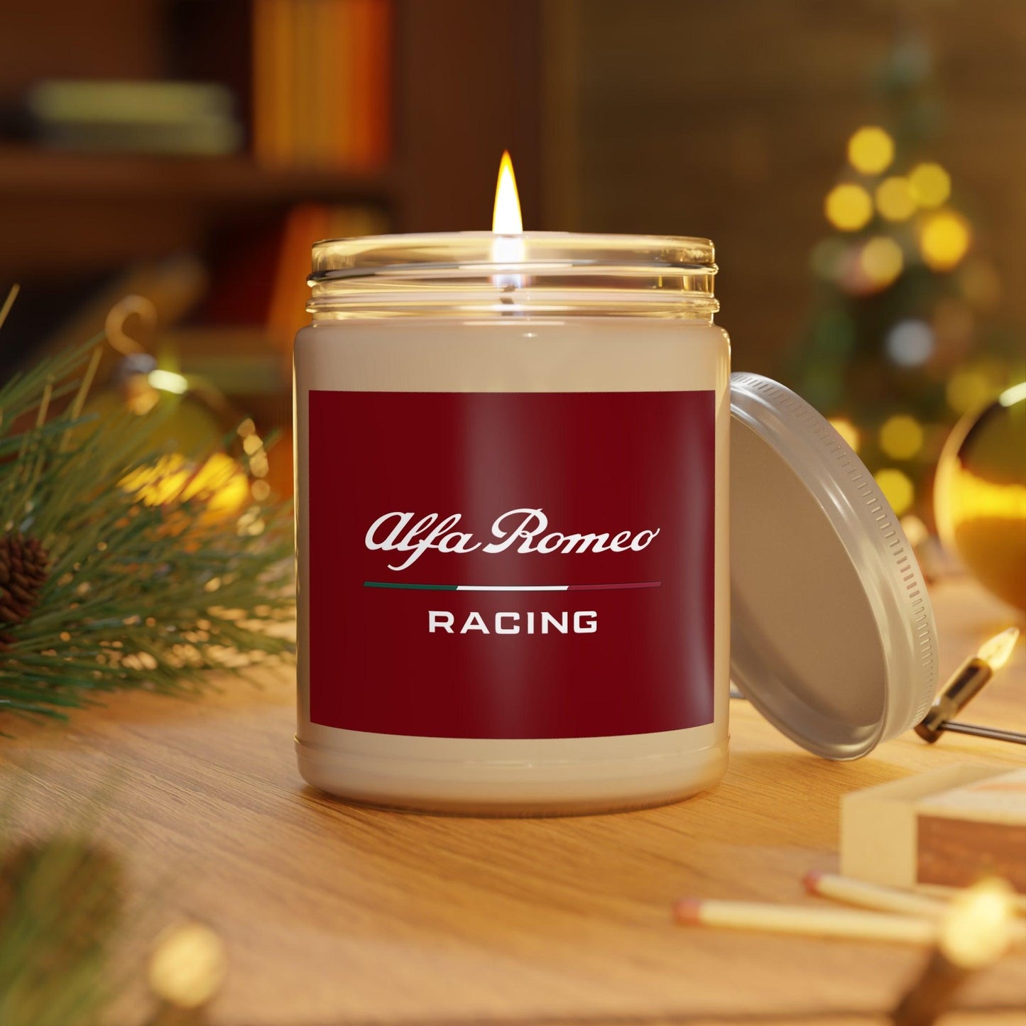 Alfa Romeo Racing Candle - 9oz Soy Wax - Premium Fragrances - Long Burn Time - Relaxation Gift - Luxury Auto Decor - AI Print Spot