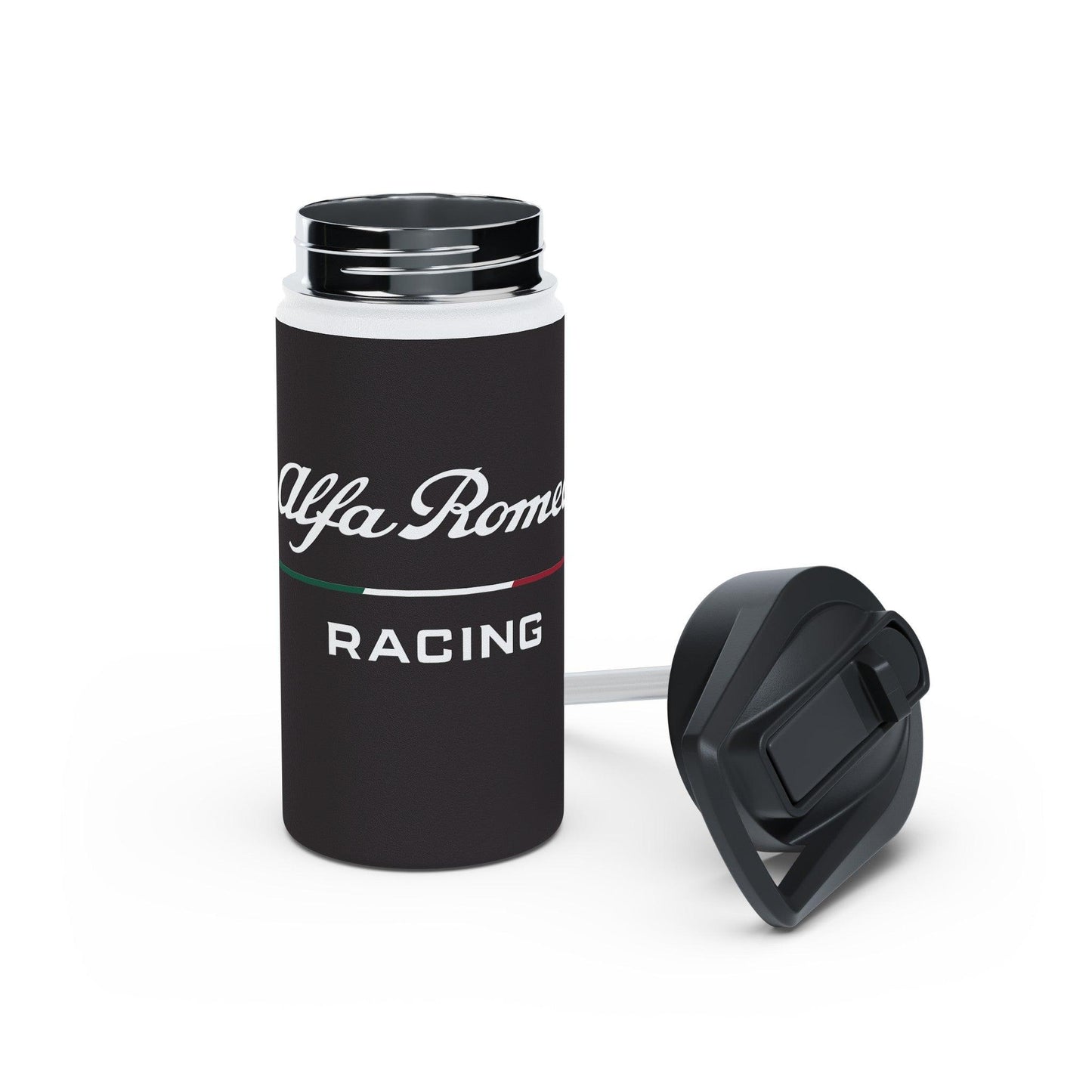 Alfa Romeo Racing Stainless Steel Tumbler - 12oz, 18oz, 32oz, F1 Livery Black - AI Print Spot