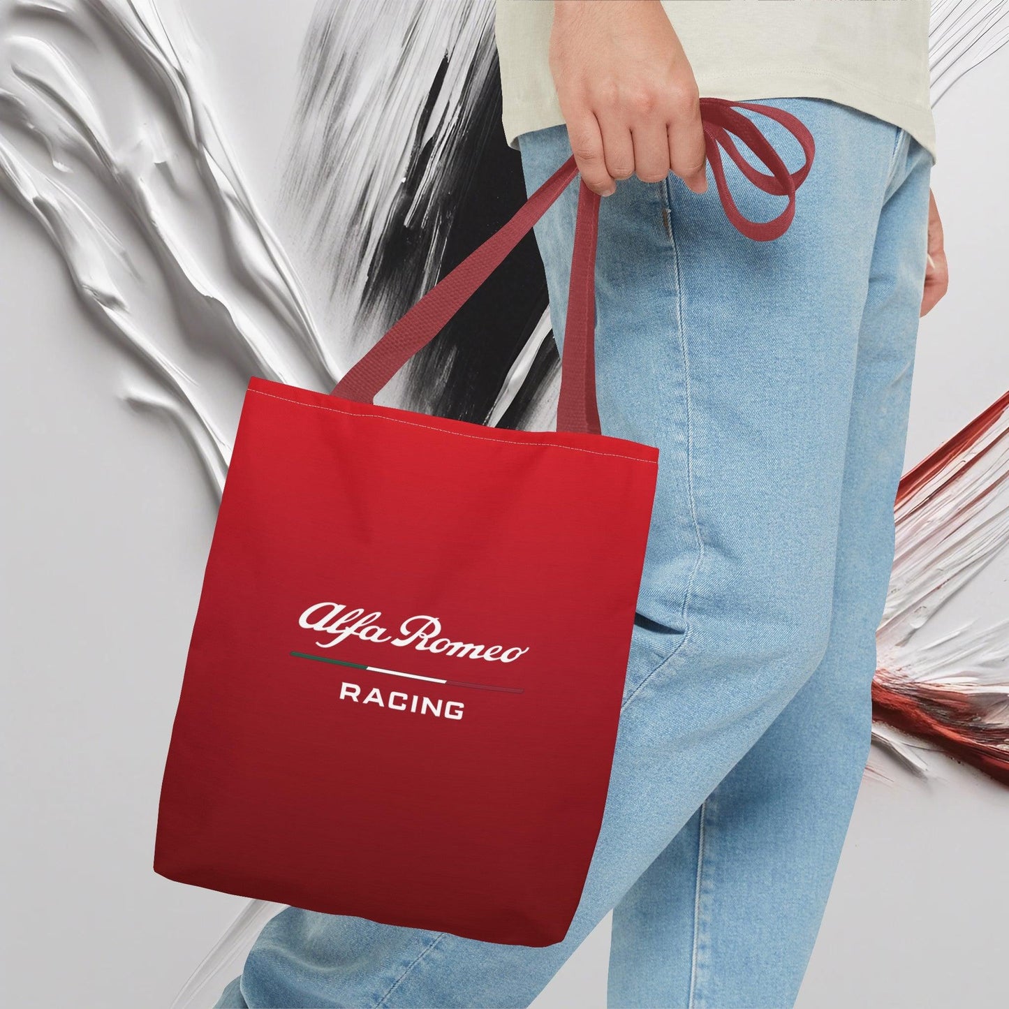 Alfa Romeo Racing Tote Bag - Rosso Etna, Durable Polyester, Multiple Sizes - AI Print Spot