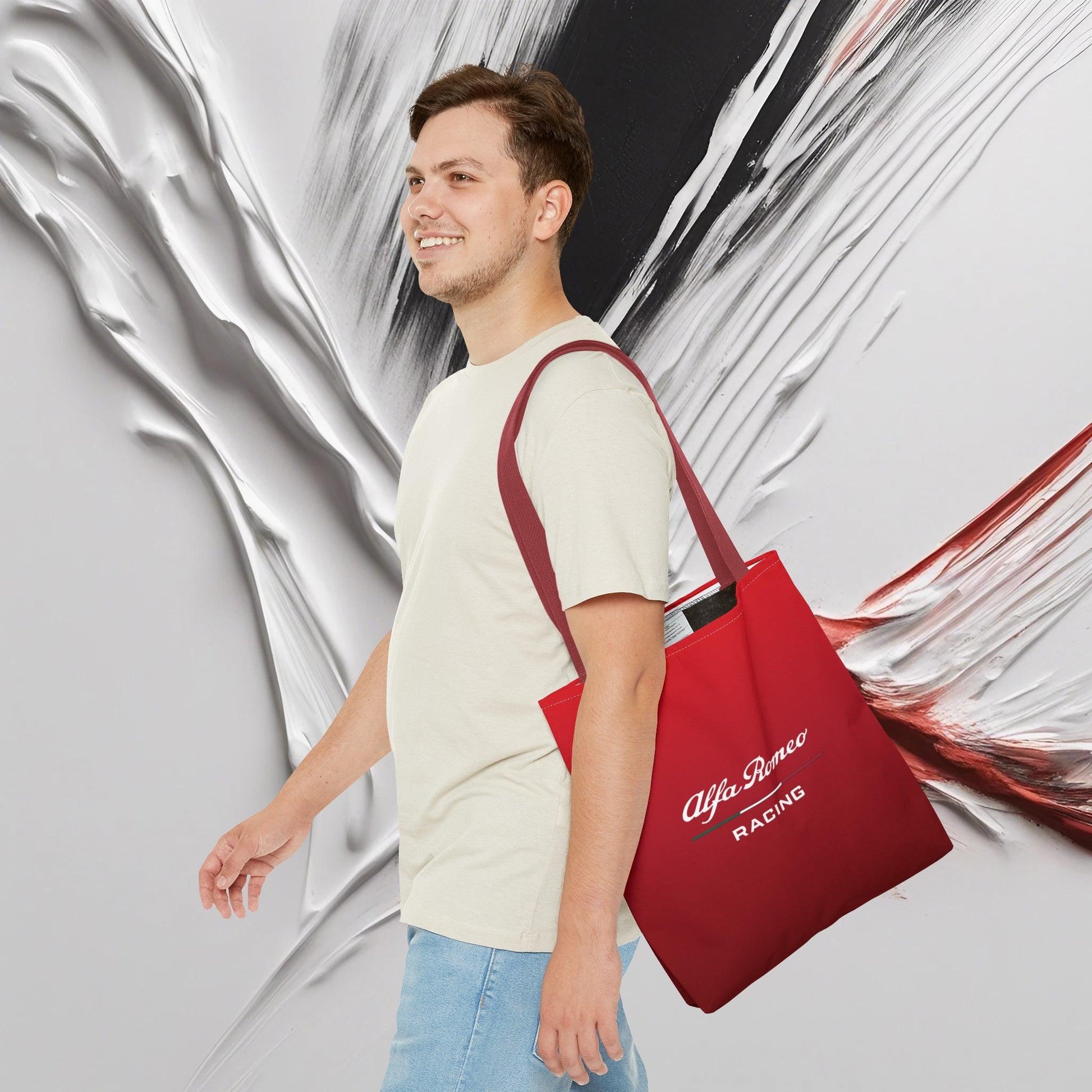 Alfa Romeo Racing Tote Bag - Rosso Etna, Durable Polyester, Multiple Sizes - AI Print Spot