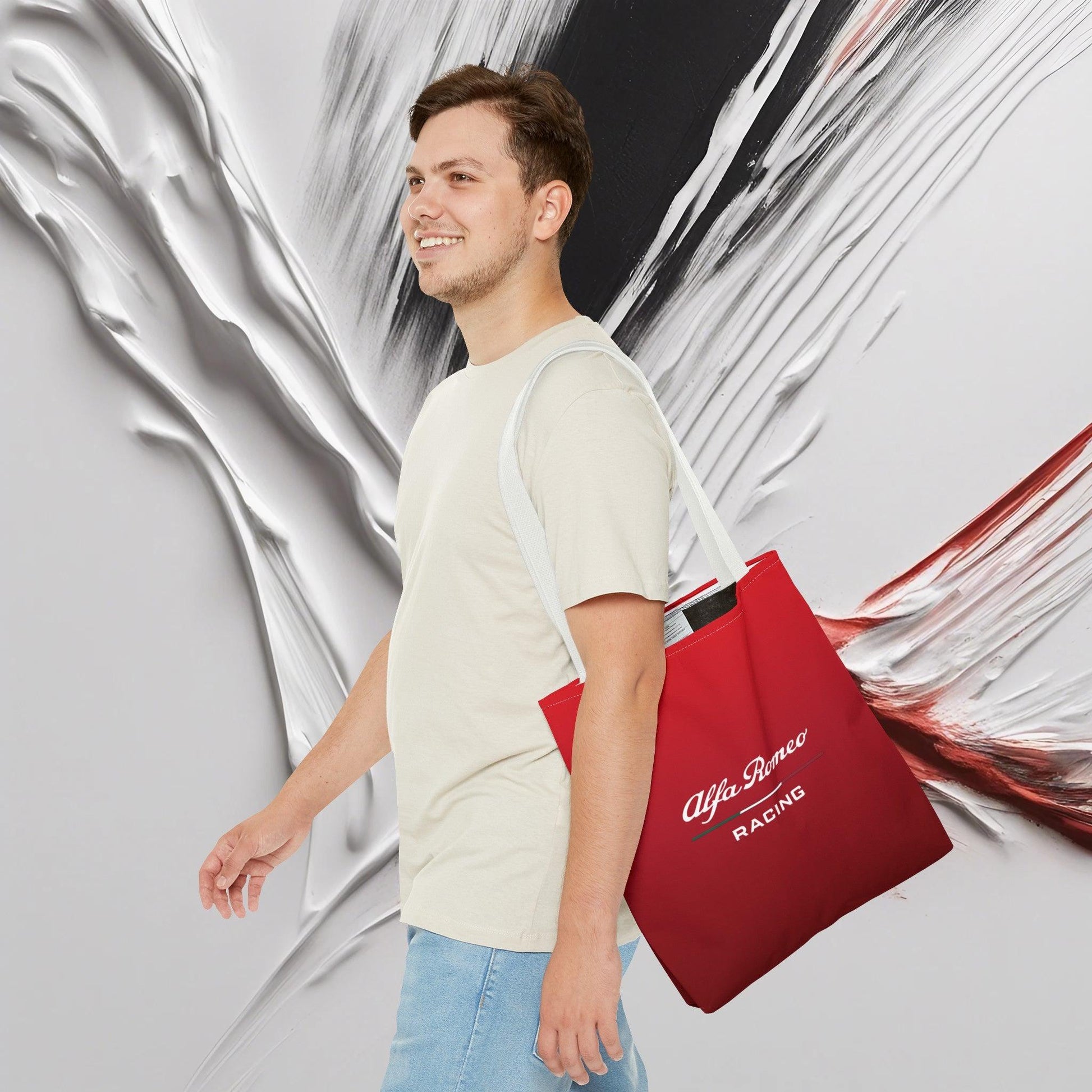 Alfa Romeo Racing Tote Bag - Rosso Etna, Durable Polyester, Multiple Sizes - AI Print Spot