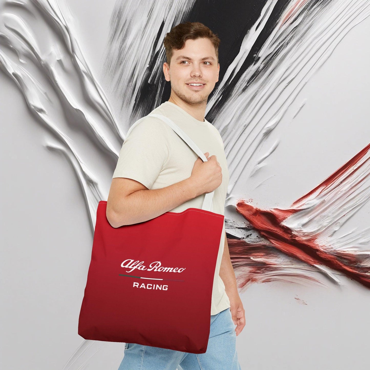 Alfa Romeo Racing Tote Bag - Rosso Etna, Durable Polyester, Multiple Sizes - AI Print Spot